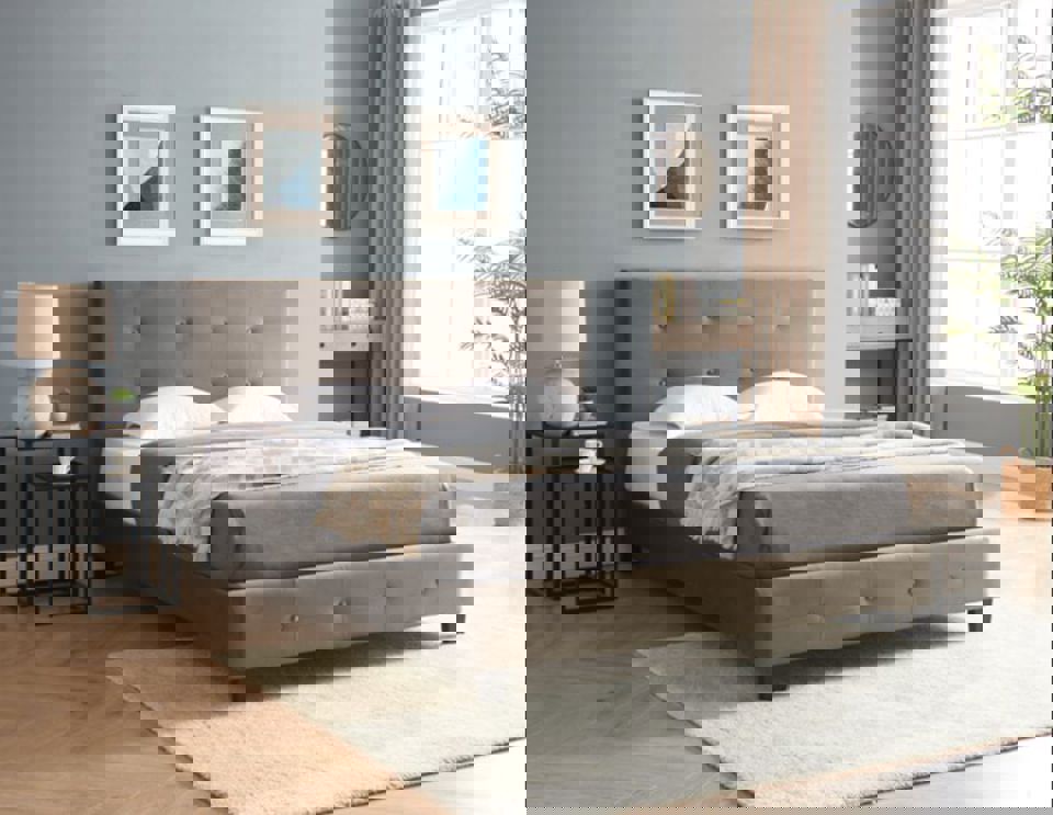 9530 Grey Fabric Queen bed